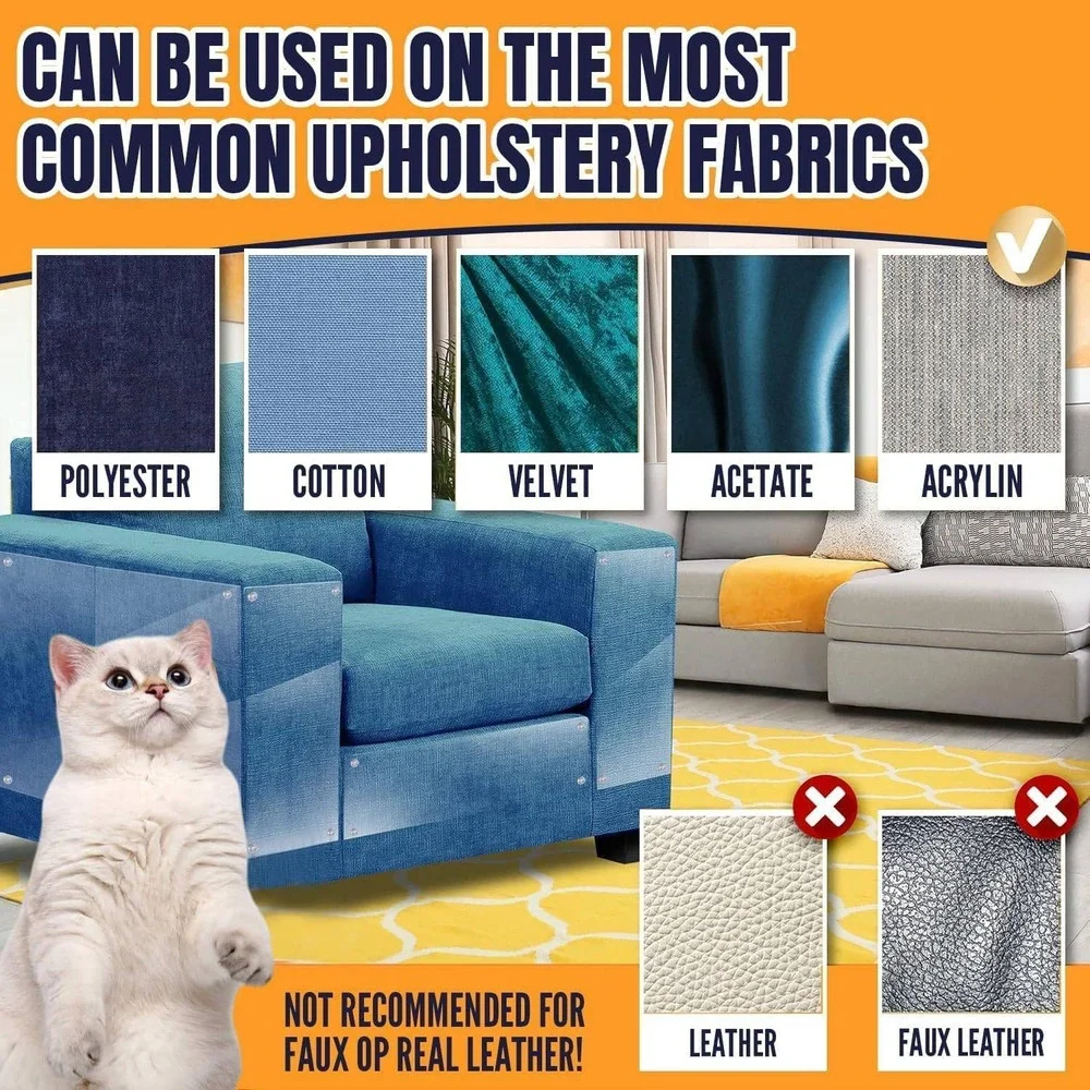 12 Pack Cat Scratch Furniture Protector – Clear Couch Protector from Cat Claws